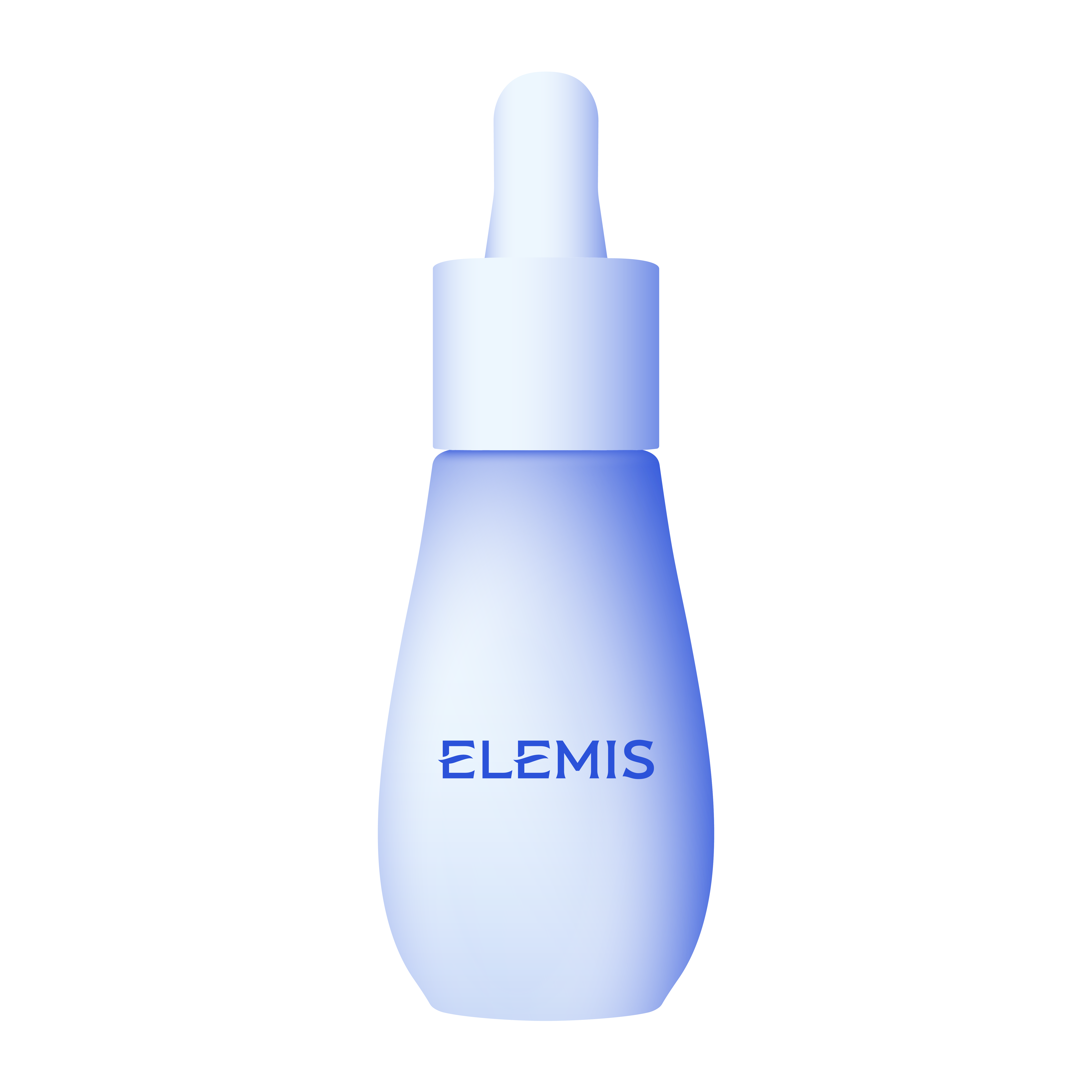 Blue gradient dropper bottle with white cap, labeled ELEMIS.