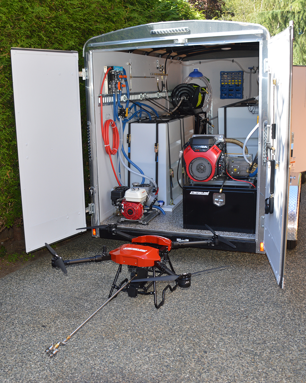 StratosClear pressure and soft washing drone for cleaning windows in Vancouver and Lower Mainland