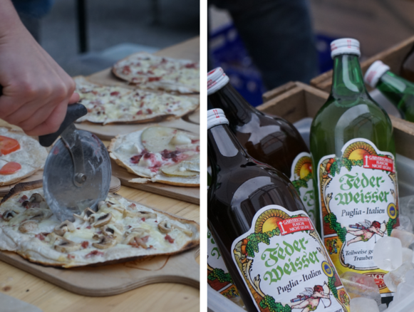 Verpflegung: Flammkuchen und Federweißer