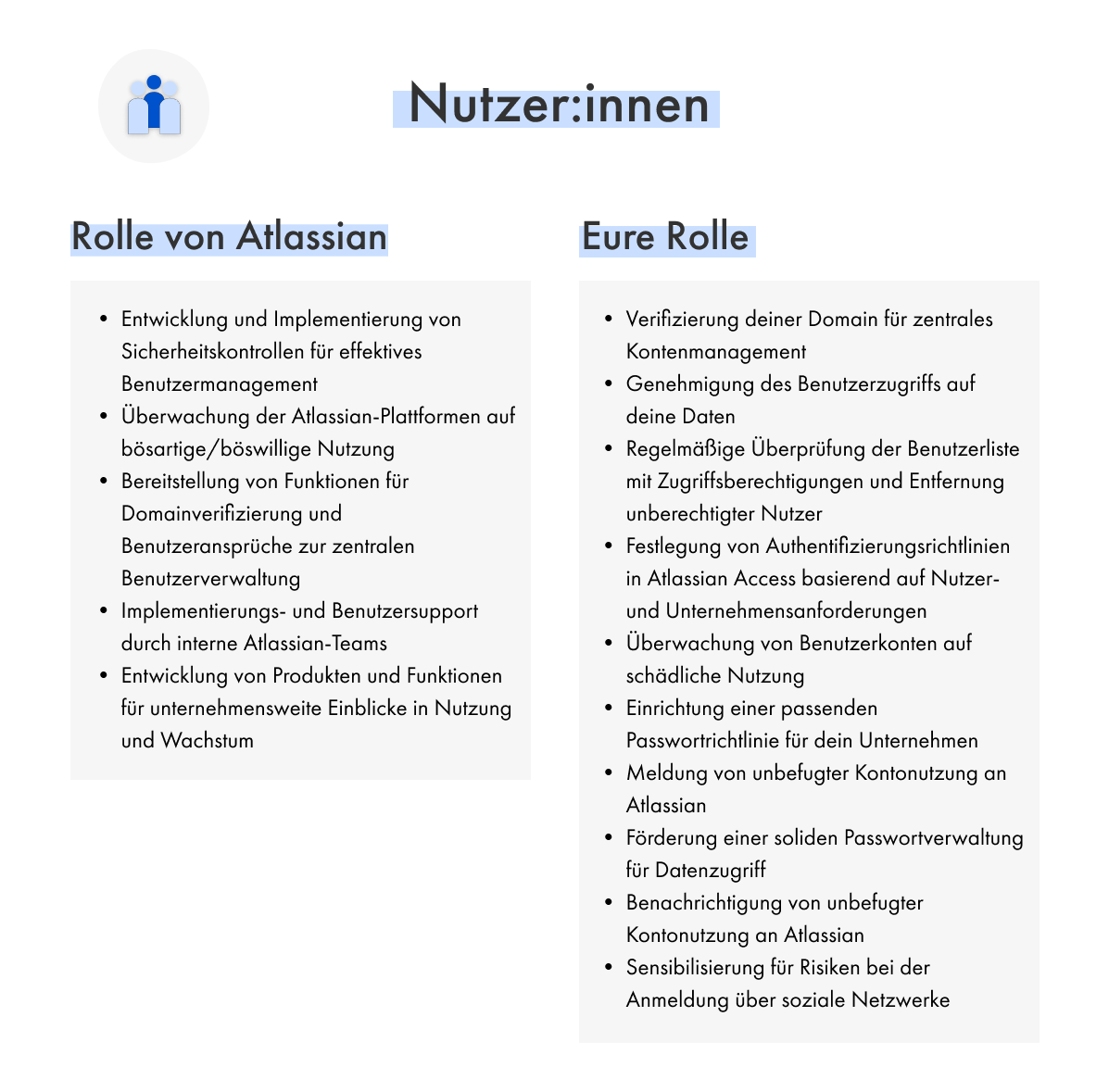 Geteilte Verantwortungen bei Atlassian - Nutzer*innen