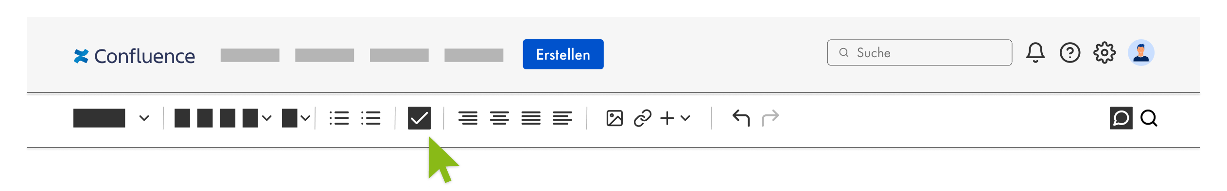Eine Confluence Aufgabe erstellen über die Formatierungsleiste