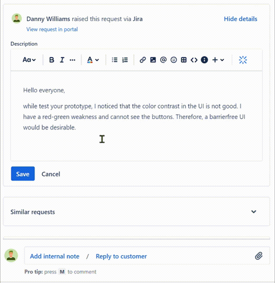 Atlassian Intelligence hilft dir, deine Texte zu verbessern. 