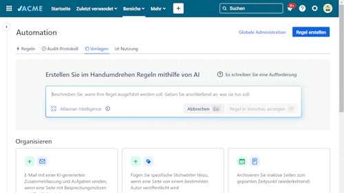 Anwendungsbeispiel von Atlassian Intelligence in Confluence