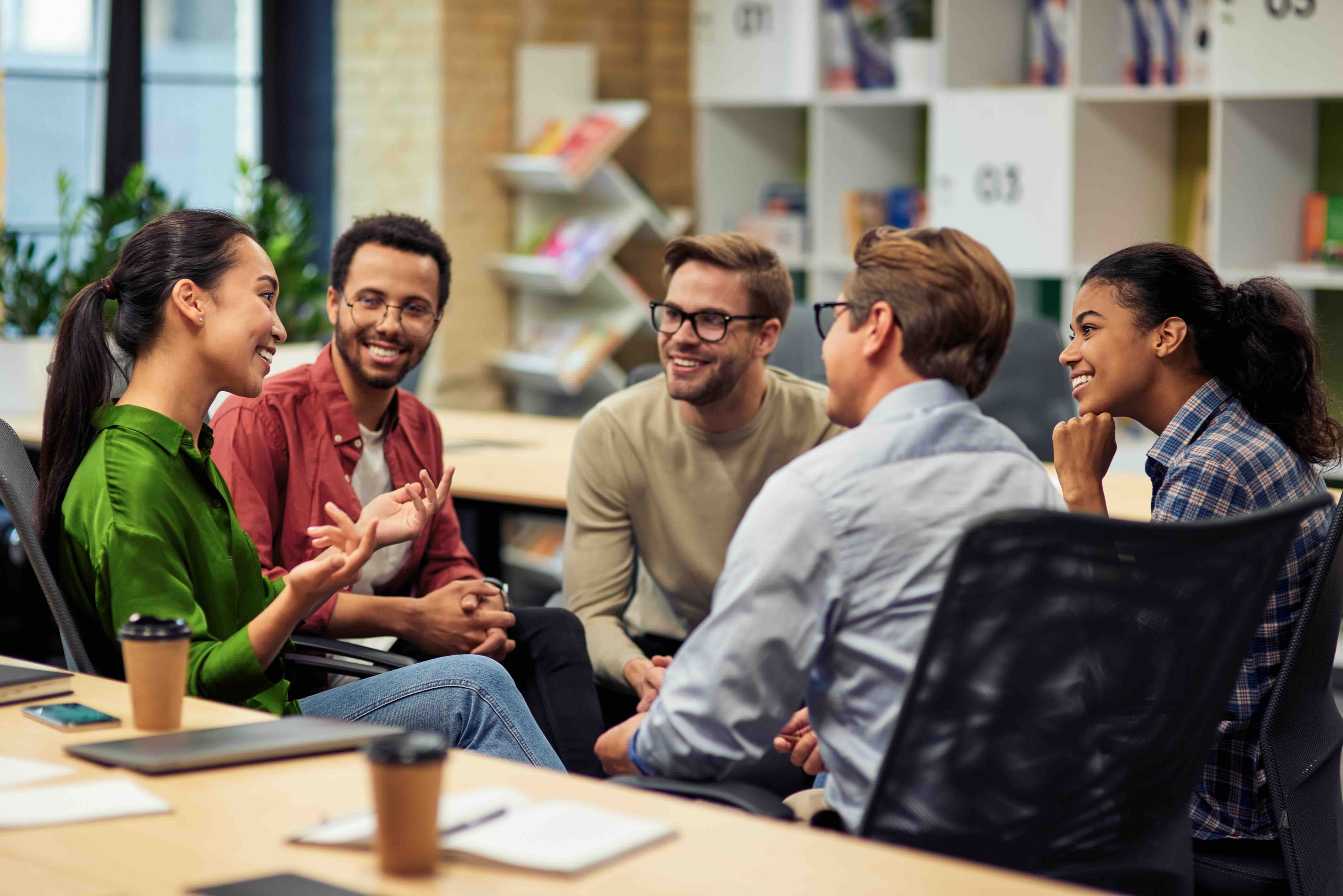 group of people talking