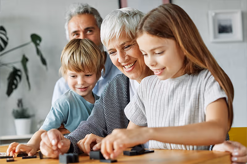 Grandparents spending time with grand children