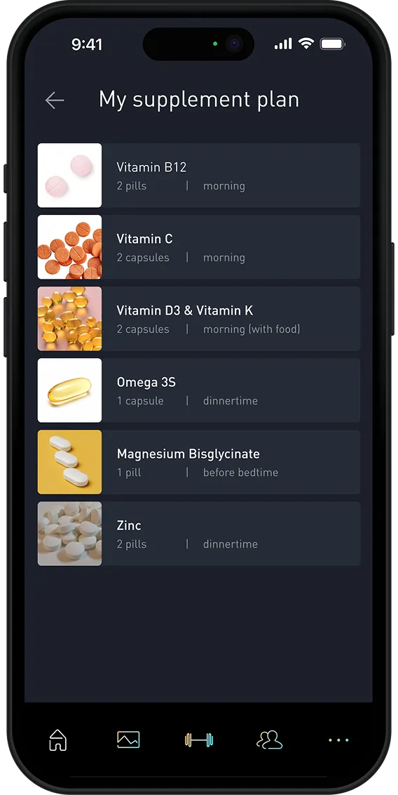 Supplements mobile screen