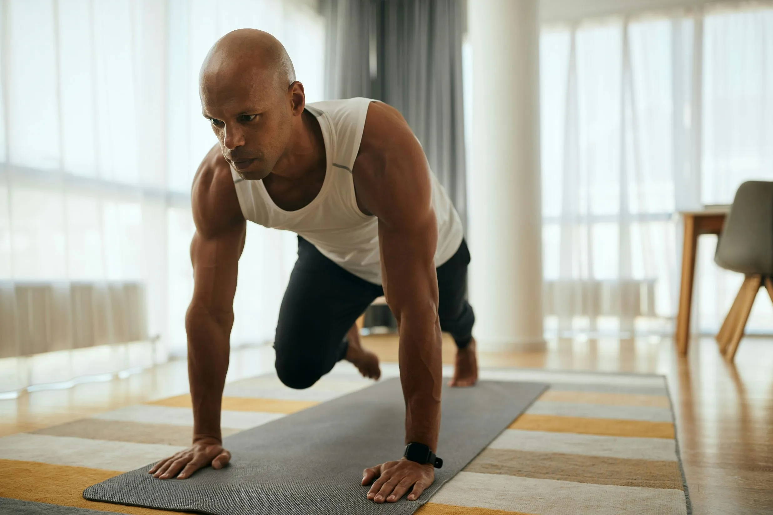A man working out at home