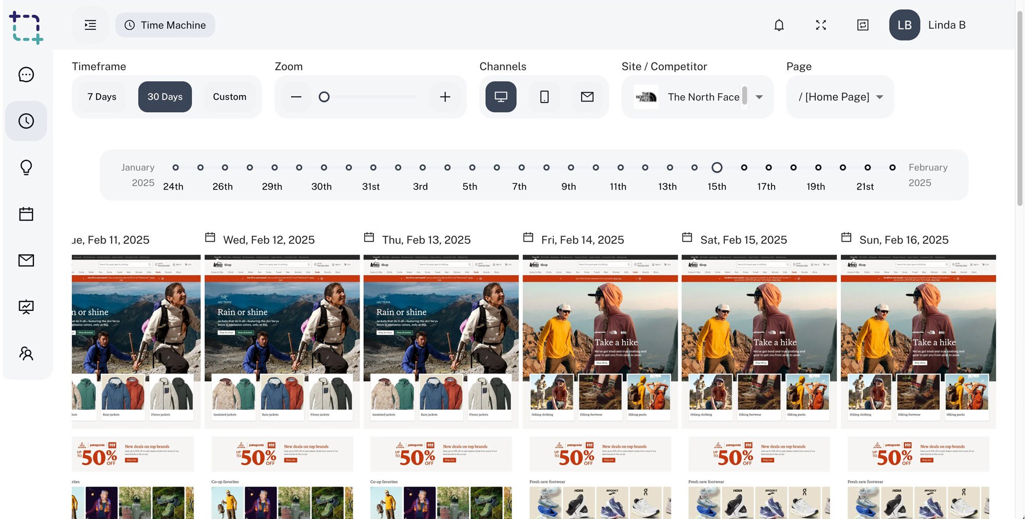 Browse and save screenshots of web designs and social ads in Time Machine