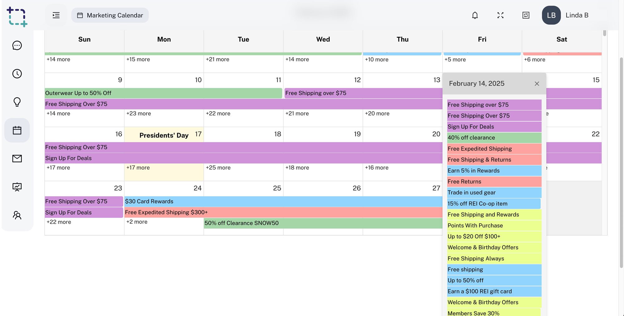 Drill into day-by-day promotional campaign details with Marketing Calendar