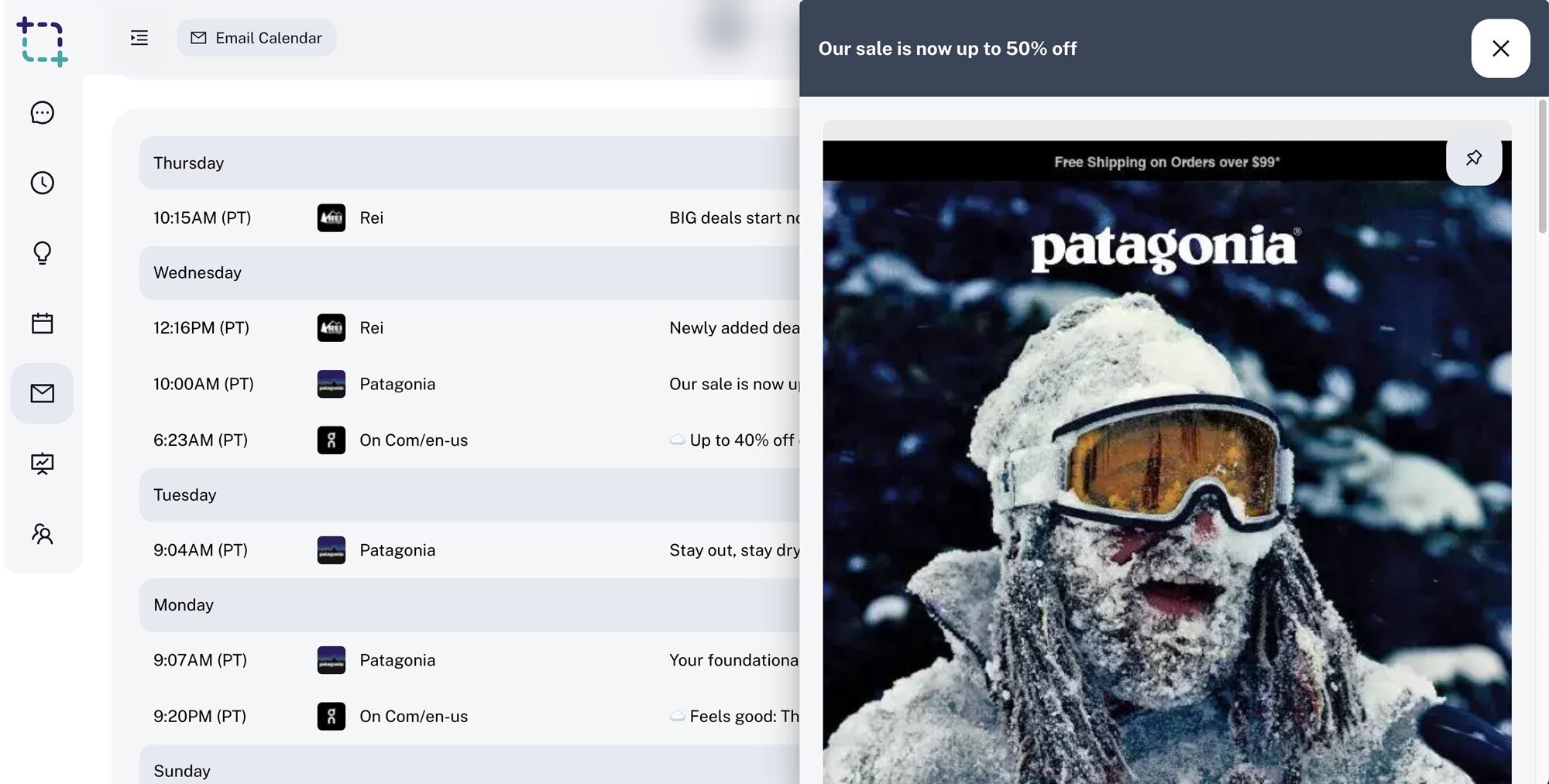 View campaign timelines and inspect creative with Email Calendar