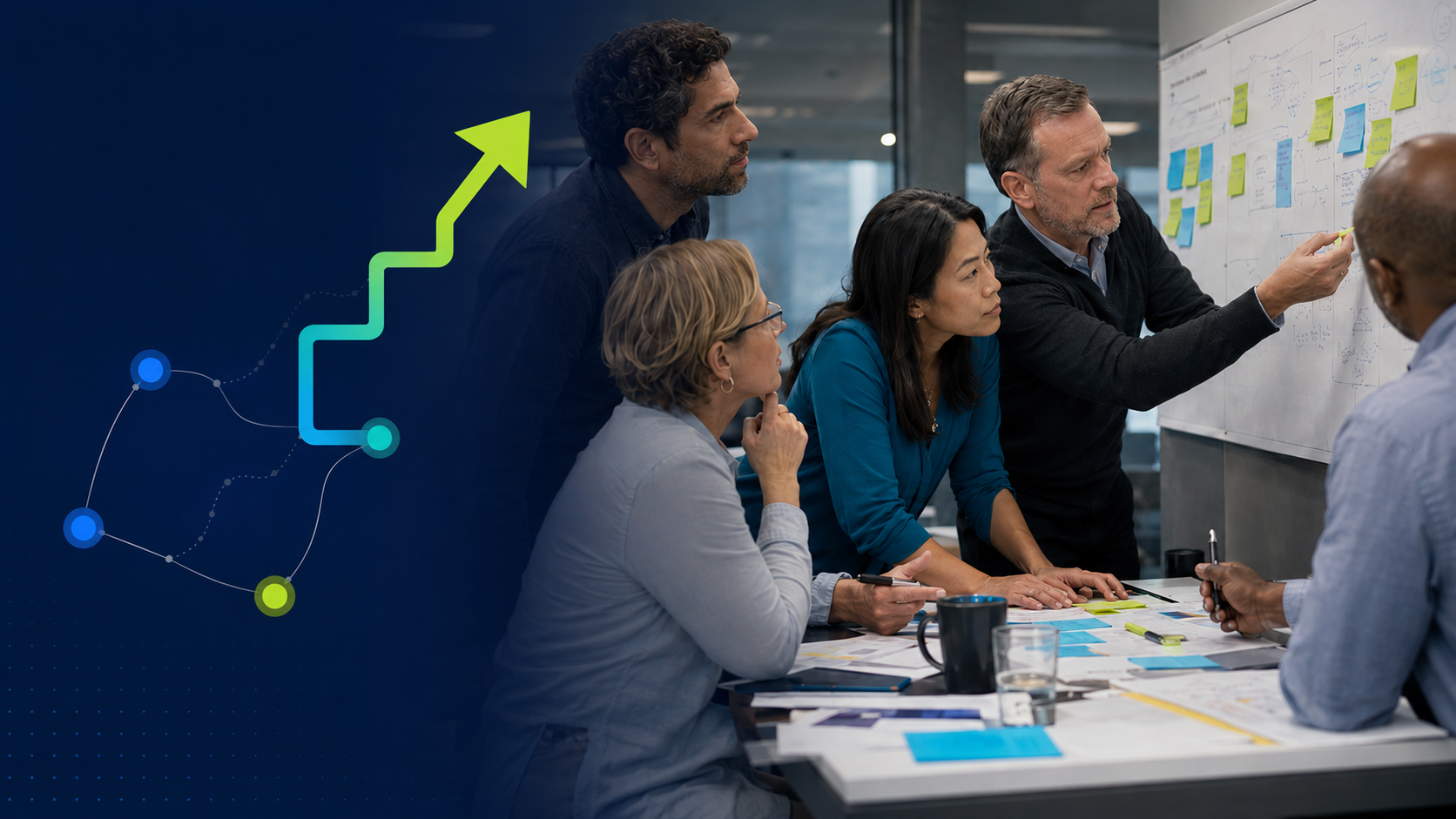 Executive leaders connecting strategic priorities through an enterprise transformation roadmap.