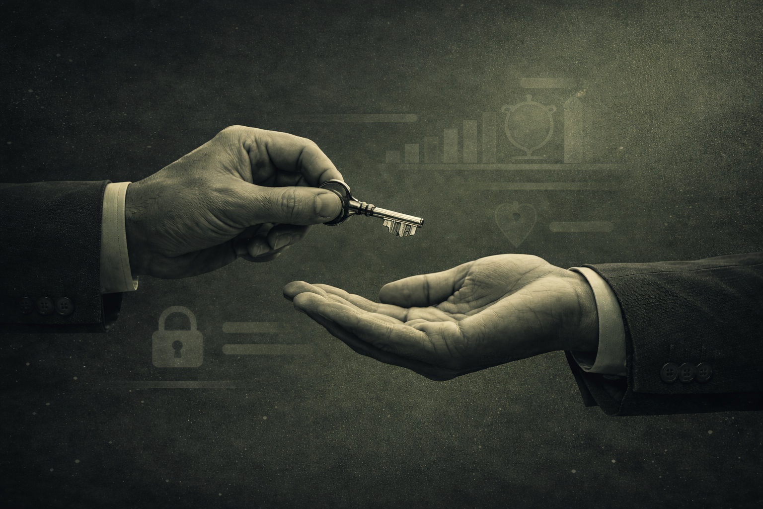 Mains qui se donnent une clé