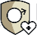 Shield icon with male gender symbol on the upper left and a heart with a plus sign on the lower right.