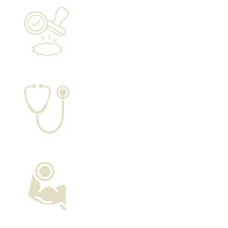 Icons with text: a checkmark stamp with 'SCIENCE BACKED', a stethoscope with 'DOCTOR GUIDED', and a flexed arm muscle with 'MAN TESTED'.