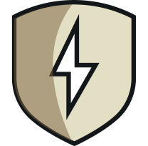 Shield icon with a lightning bolt symbol in the center representing energy protection.
