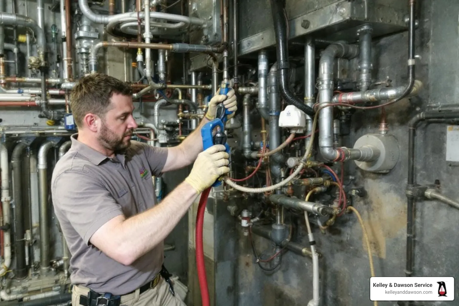 infographic showing 5 warning signs your furnace needs immediate professional attention: yellow or flickering pilot light, cold air blowing from vents, strange banging or scraping noises, sudden spike in energy bills, and frequent on-off cycling - heating service in andover, ks