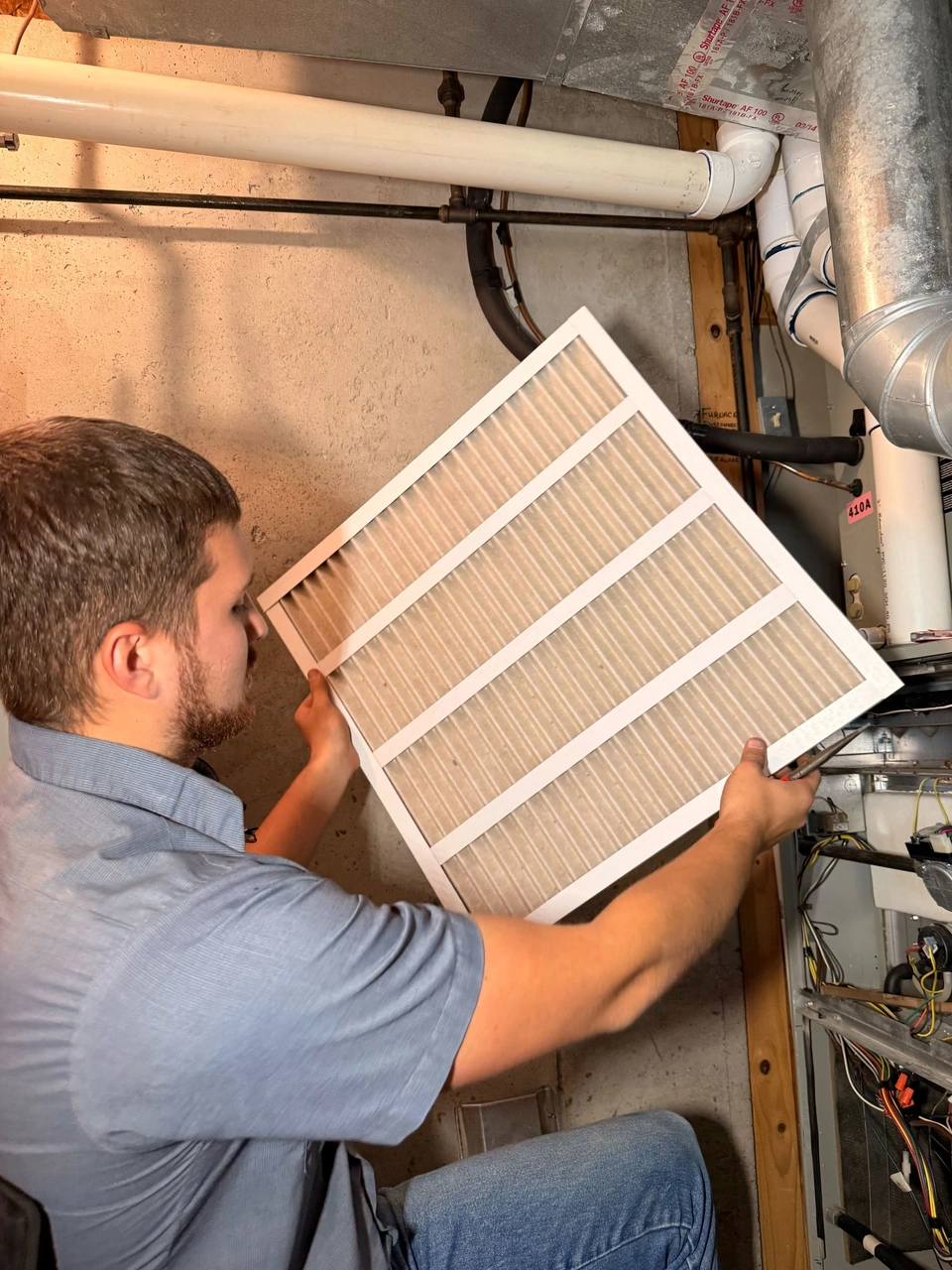 homeowner clearing space around an indoor furnace cabinet homeowner clearing space around an indoor furnace cabinet