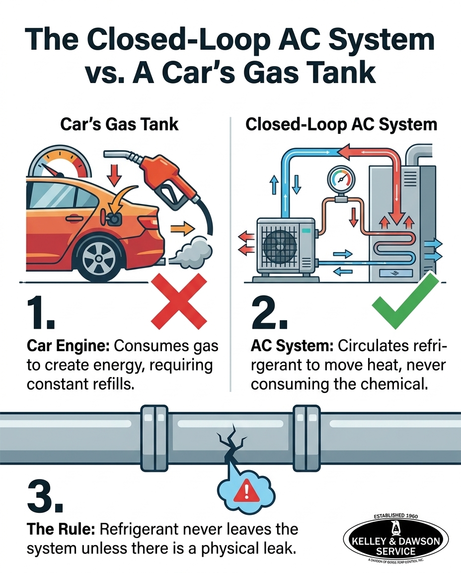The Closed-Loop AC System vs. A Car's Gas Tank