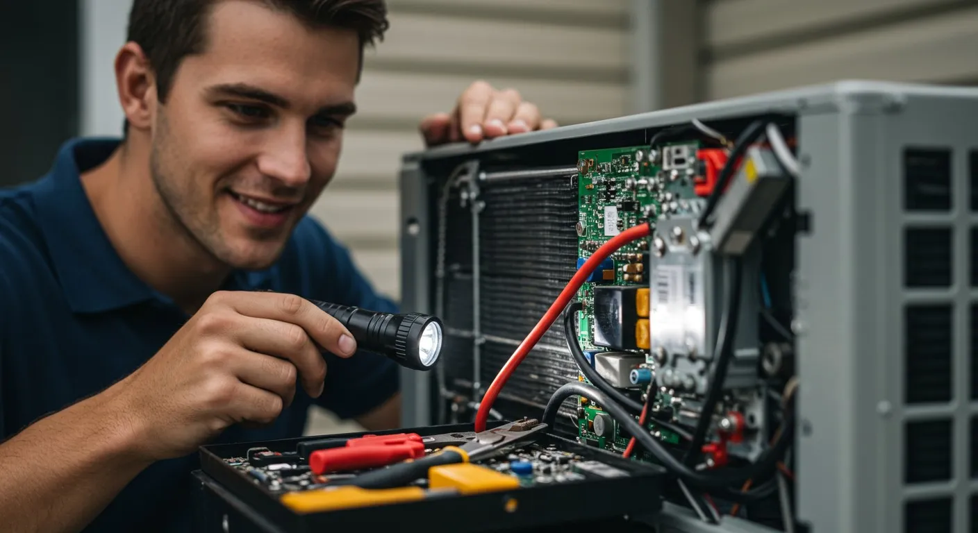 A technicians repairing on AC unit