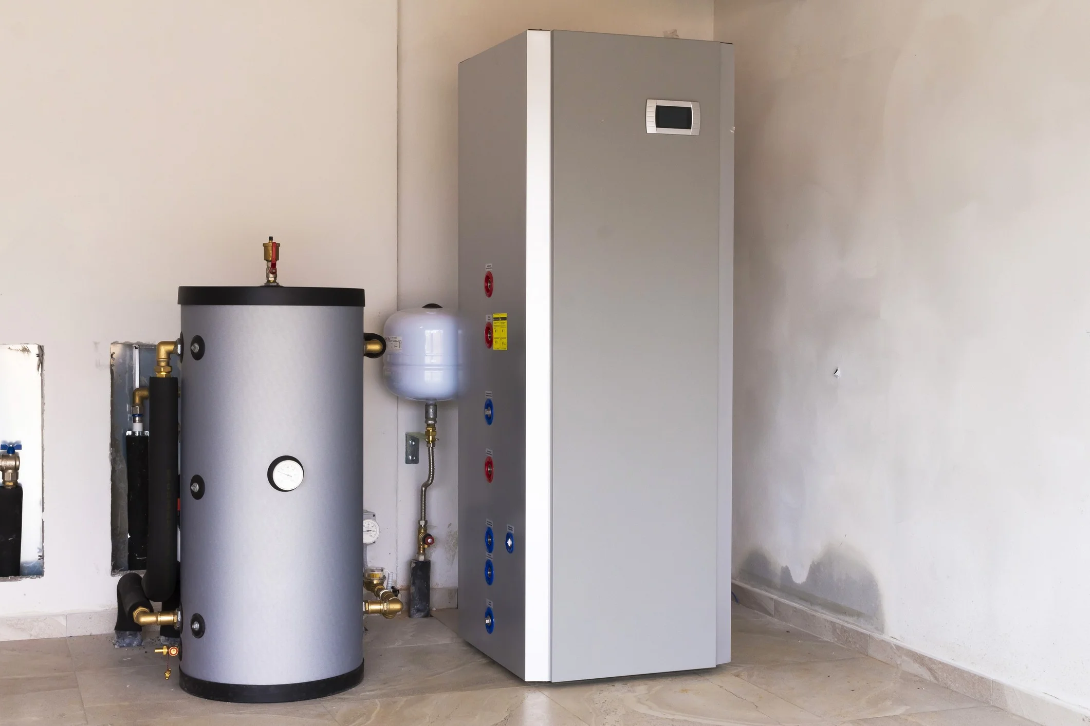 Modern water heater system and storage.