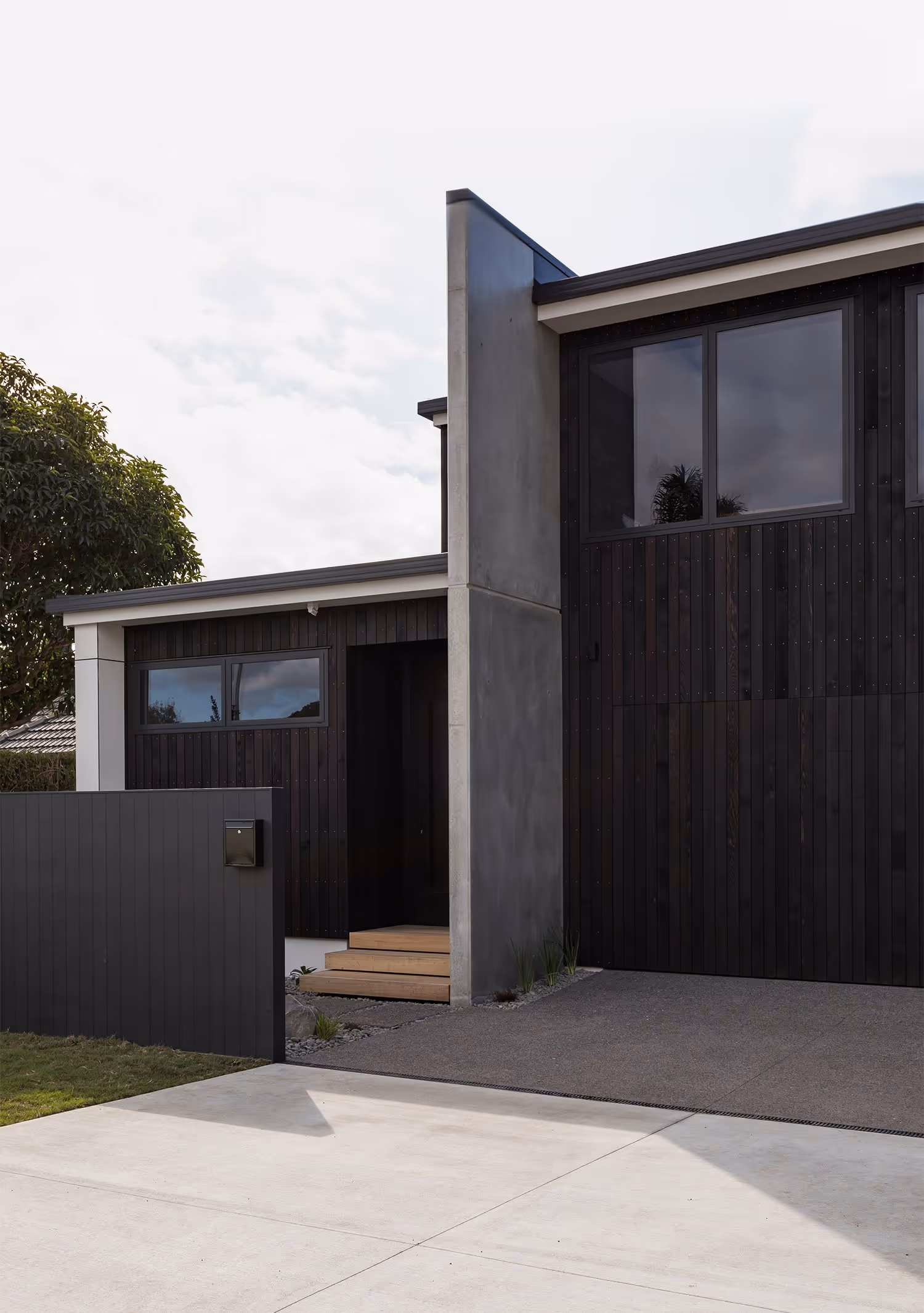 Concrete exterior of home. 