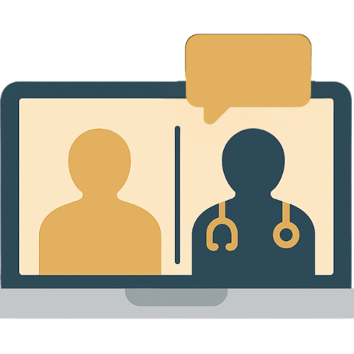 Illustration of a video chat between a healthcare provider and a patient