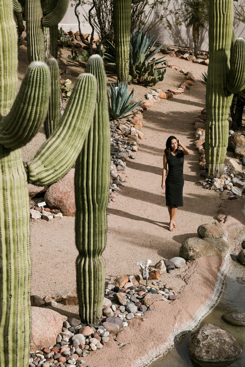 commercial photo of woman walking in the desert