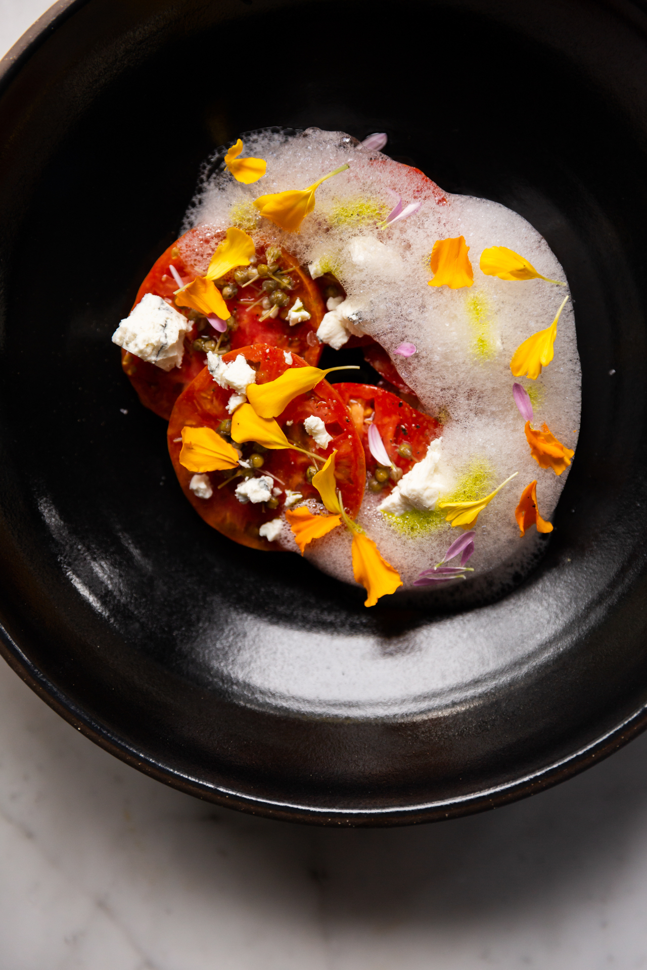 food photography of a tomato dish at Drayton Hotel 