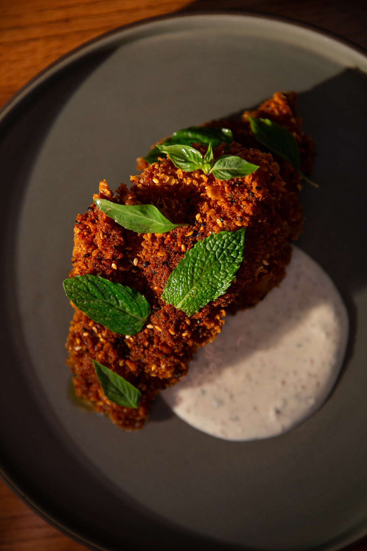 food photography of breaded chicken at Drayton Hotel 