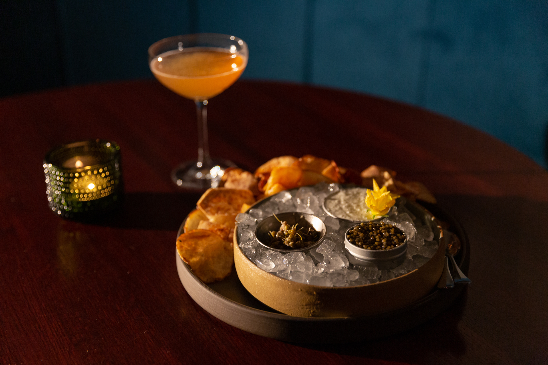 commercial photography of caviar at Drayton Hotel, Savannah GA