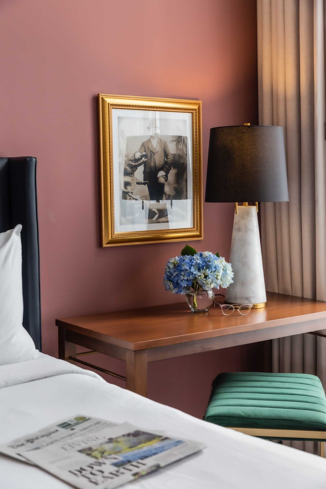 commercial photography of a hotel room at Eliza Jane in New Orleans