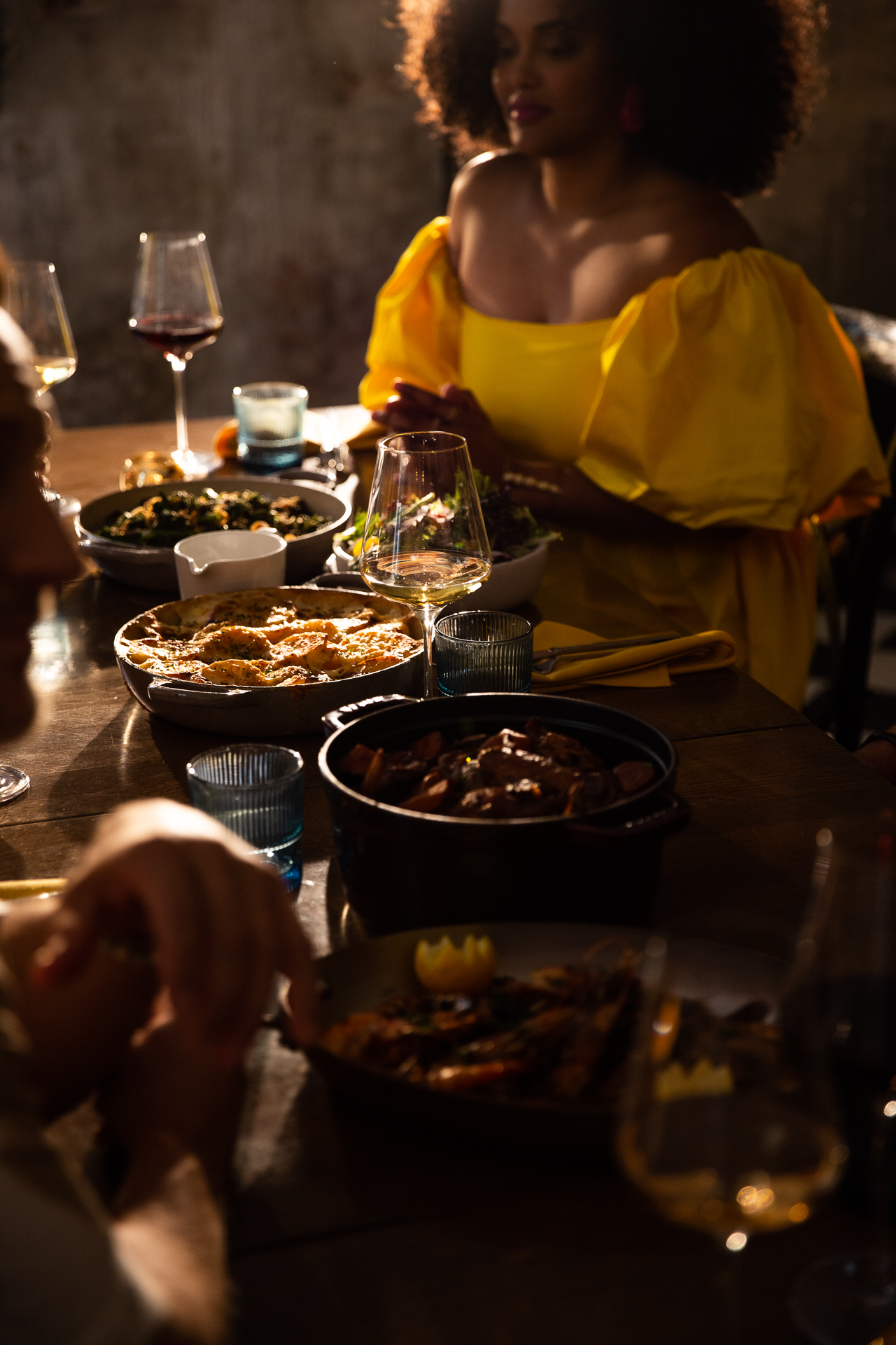 commercial photography of a dinner table at Eliza Jane hotel in New Orleans