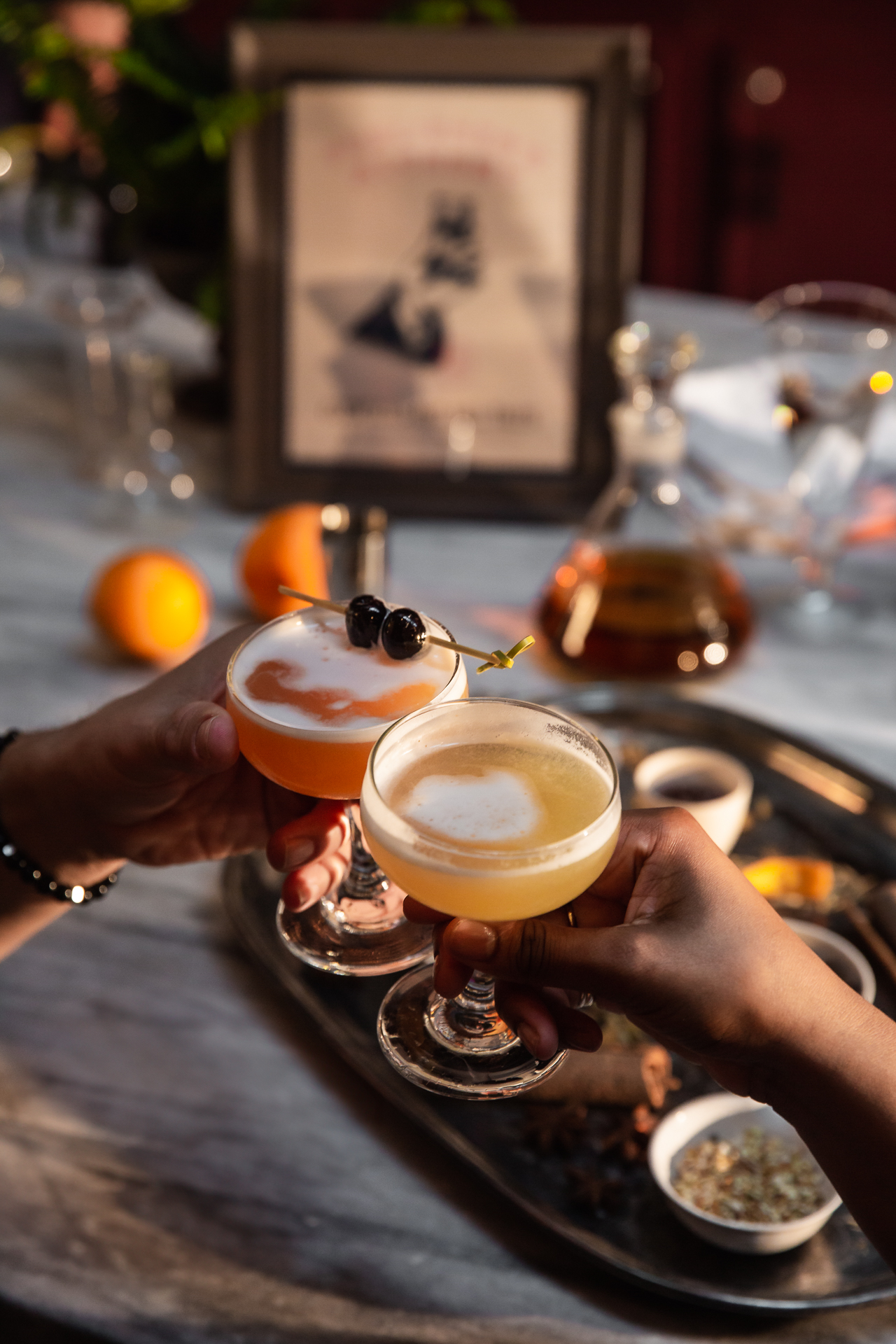 commercial photography of two cocktails at Eliza Jane hotel in New Orleans
