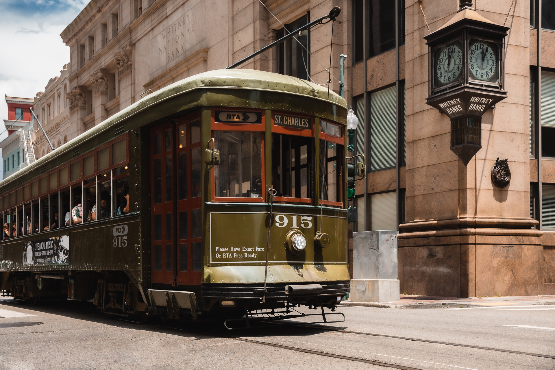 commercial photography of a trolley in New Orleans