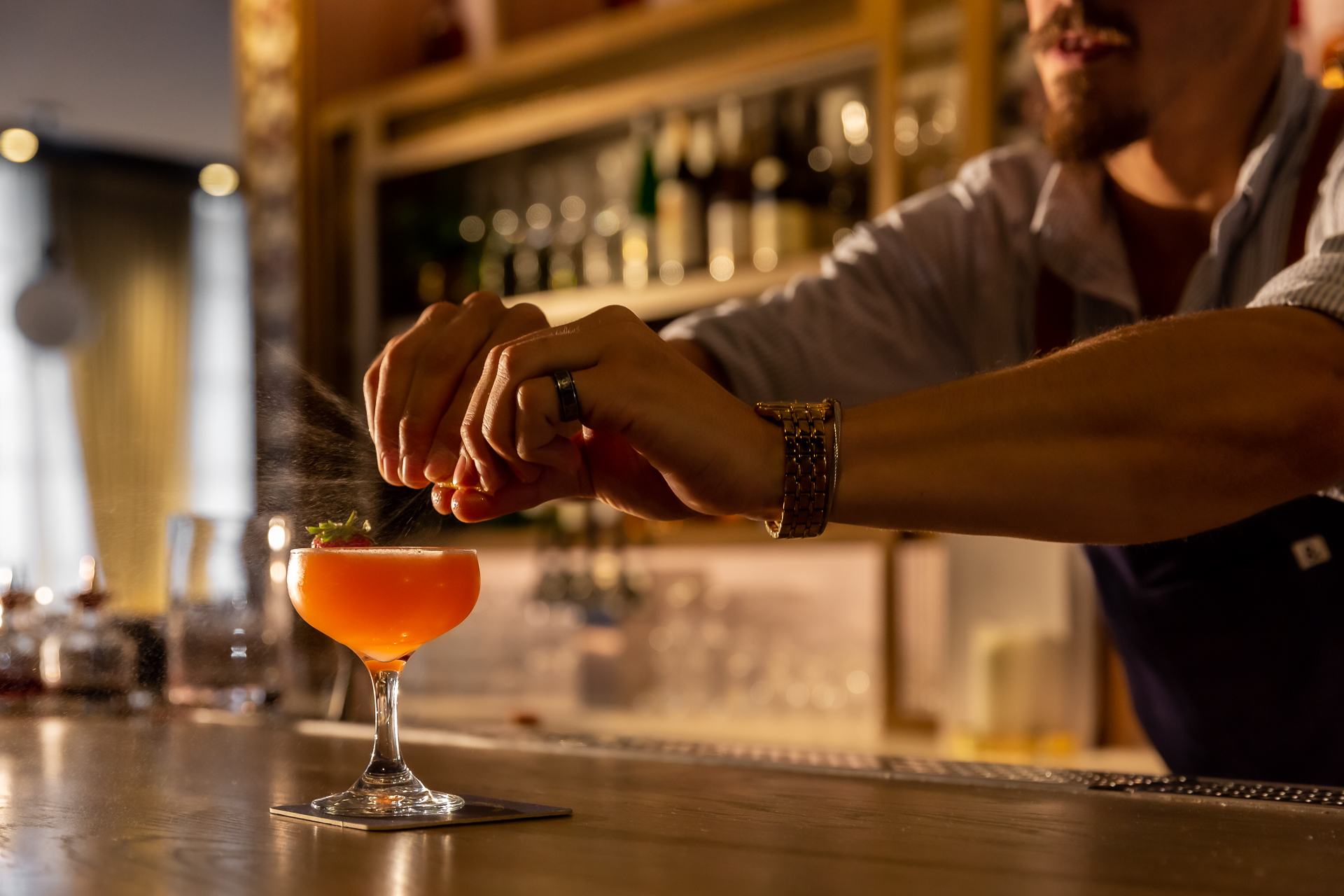 commercial photography of a cocktail at Eliza Jane hotel in New Orleans