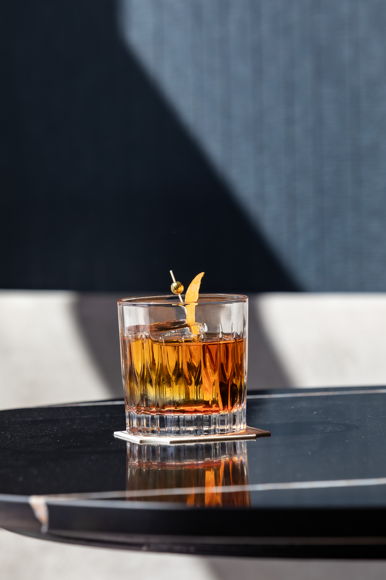commercial photography of a bourbon cocktail at Tempo Nashville