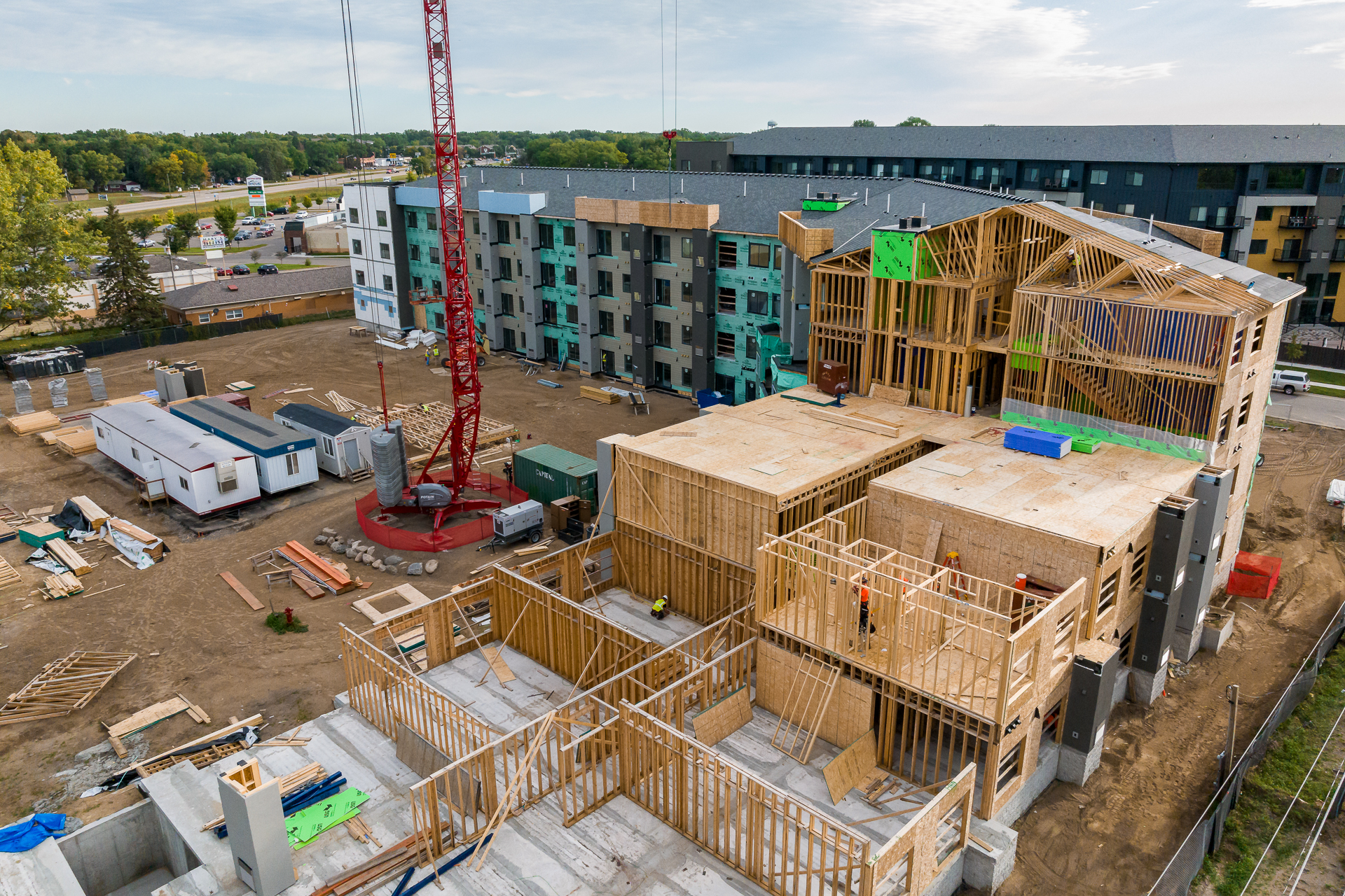 drone photography of a construction site
