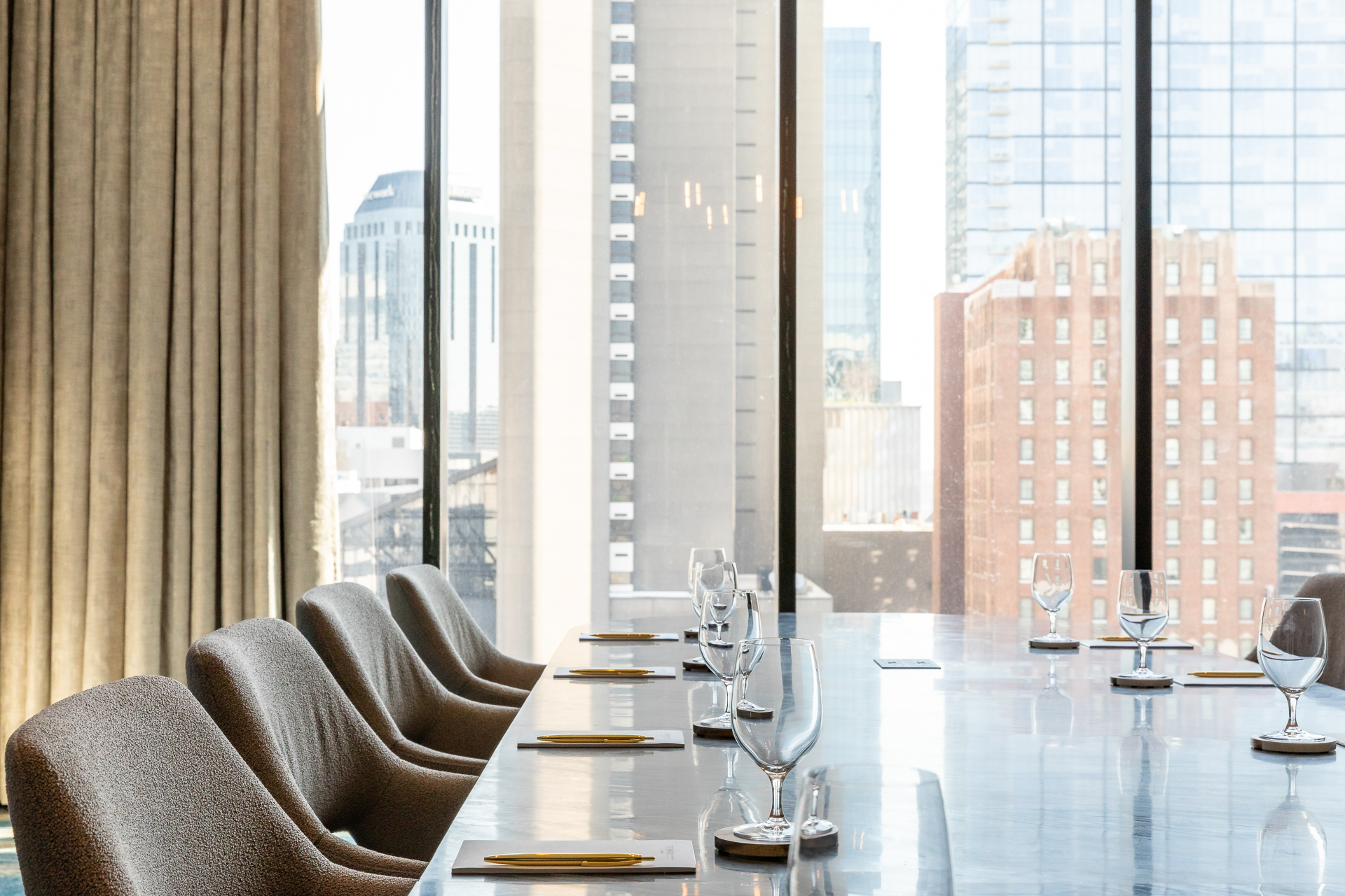 commercial photography of a meeting room at Tempo Nashville