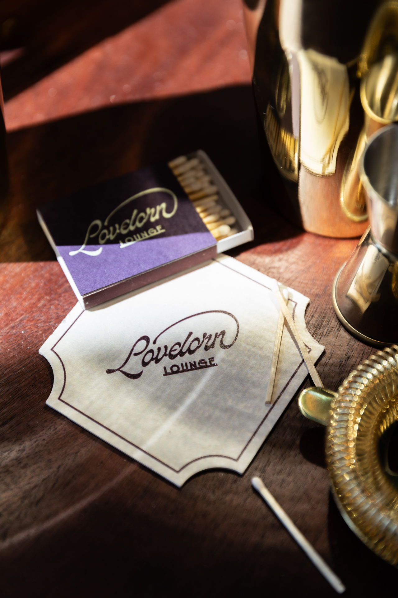 commercial photography of bar accessories in Lovelorn Lounge