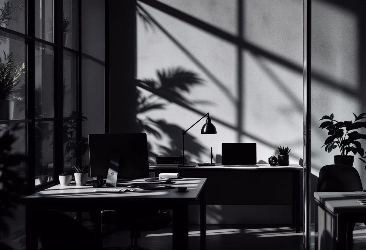 background image: office space for a blockchain and cryptocurrency business