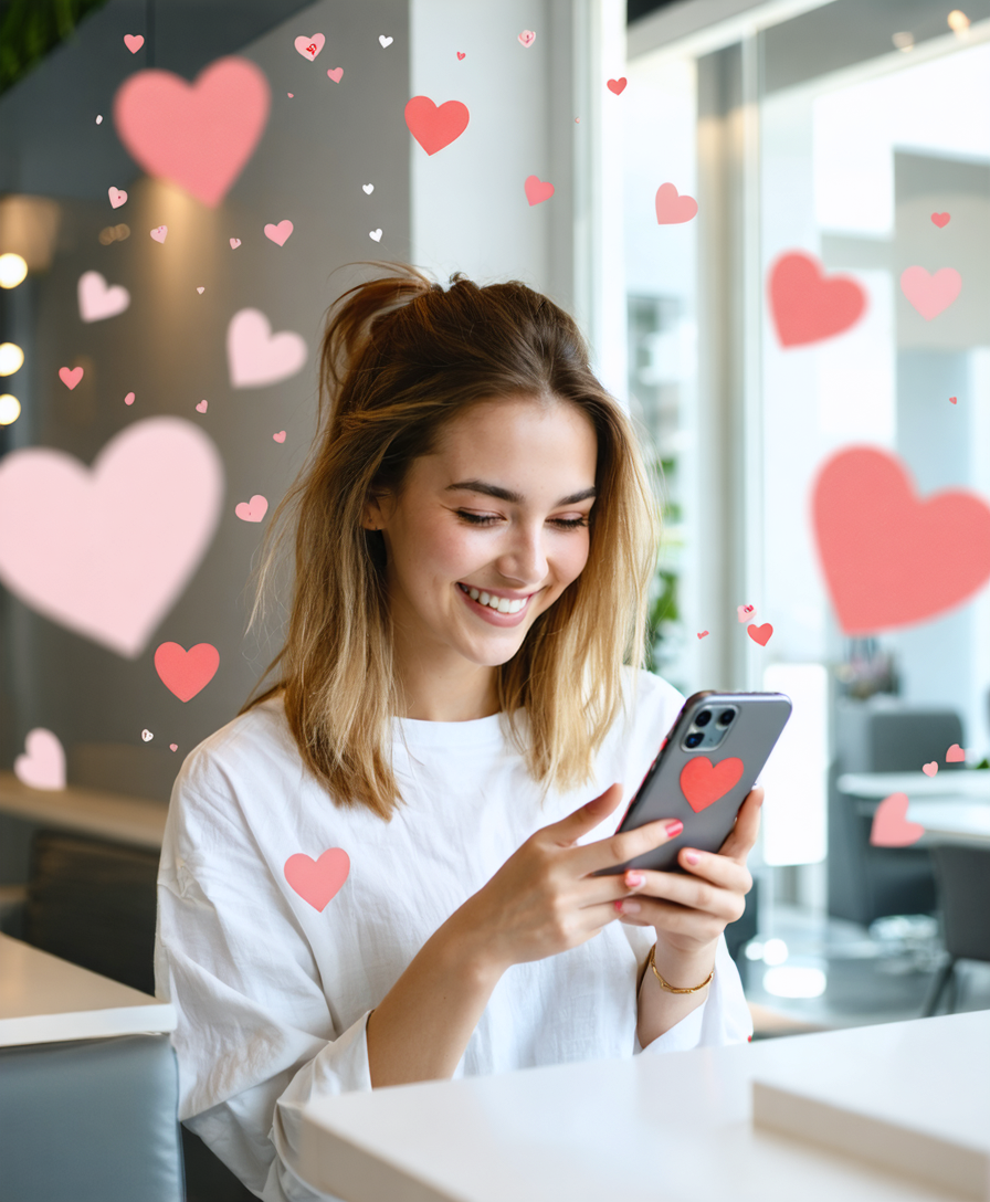 Lady checking her favourite salons on Glammr App
