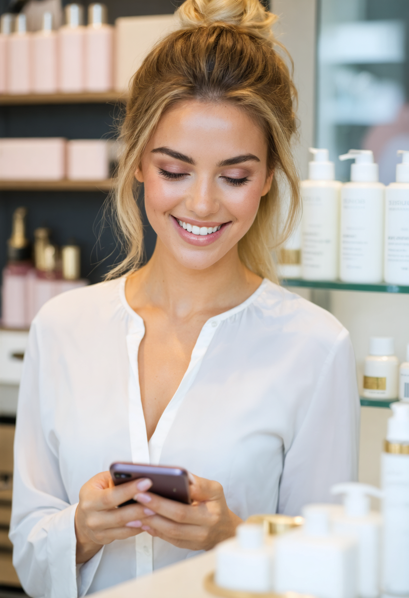 Lady reviewing the FAQs about redeeming Glammr Pacs