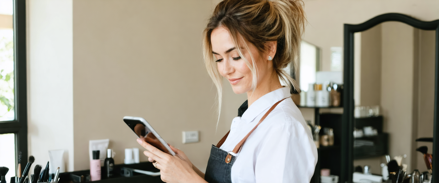 Sole Trader happily reading answers to her quesitonts