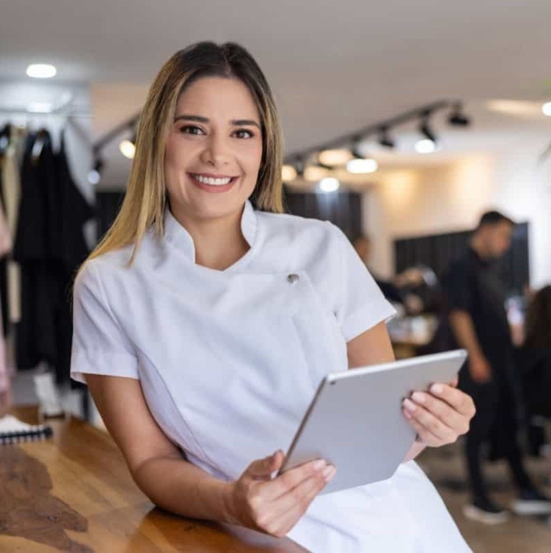 Happy Glammr Salon owner with new bookings