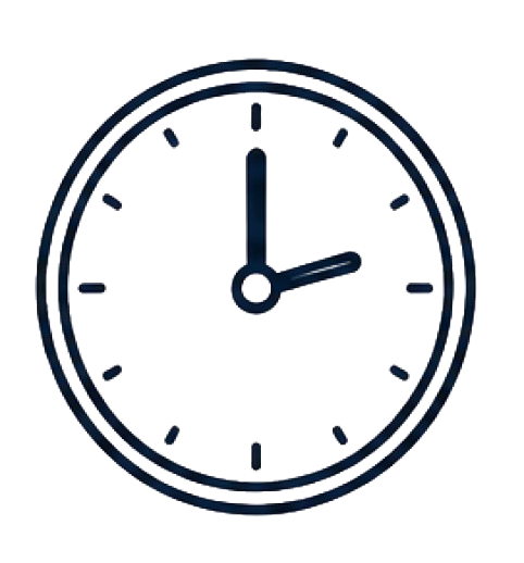 Clock face showing the time as 3 o'clock with a simple black outline design.