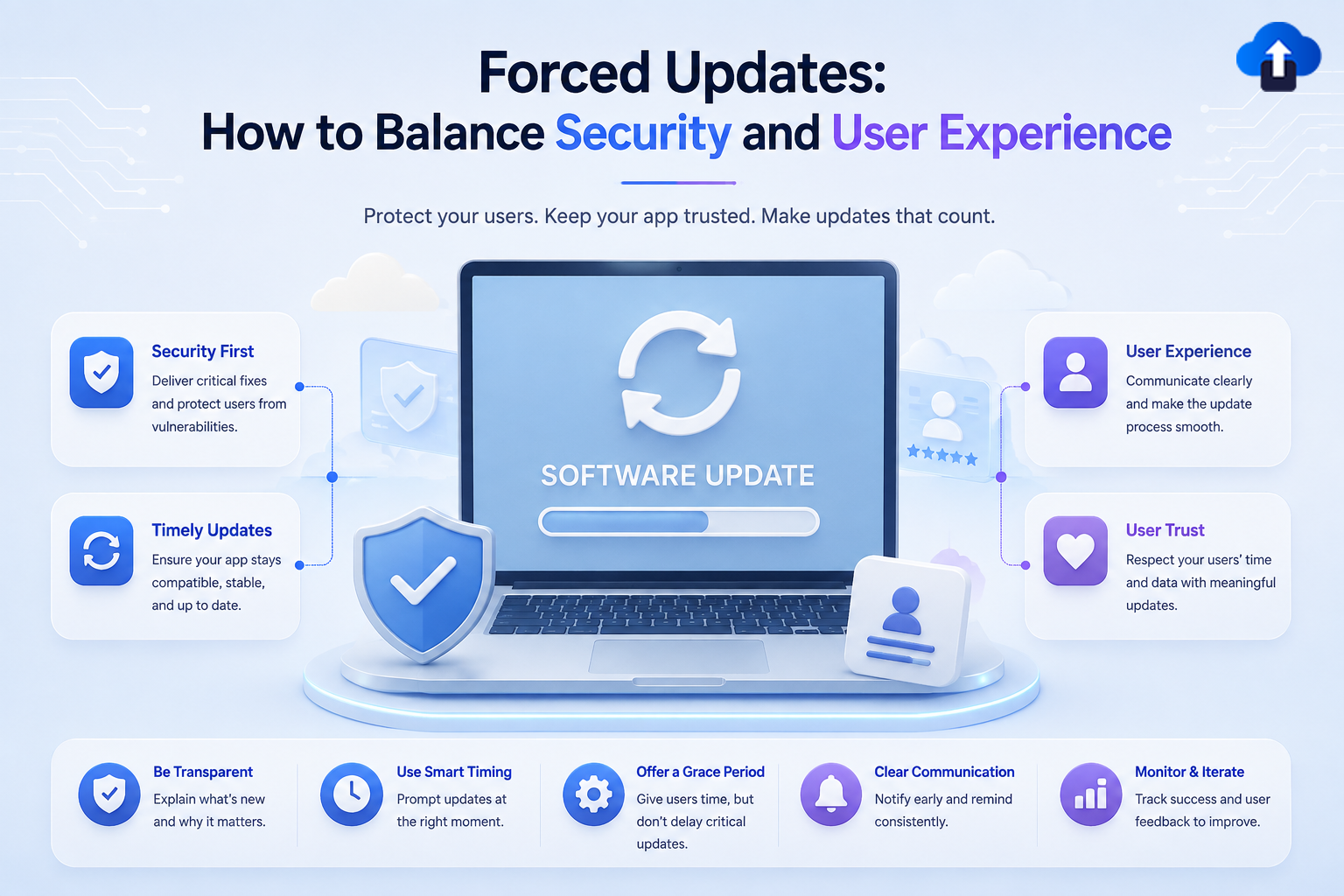 Forced updates balancing security and user experience – deliver critical fixes while keeping updates transparent, timely and user-friendly