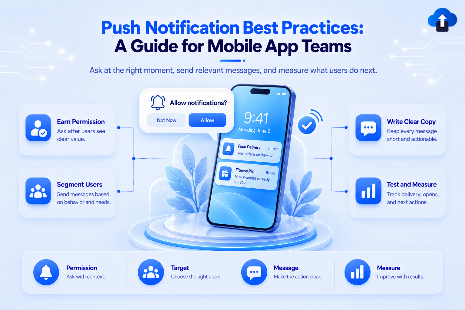 Push notification best practices for mobile app teams – earn permission, segment users, write clear copy and measure results