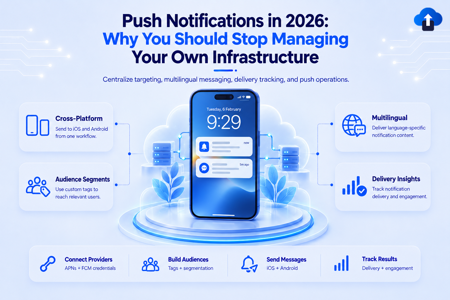 Push notifications in 2026 – why stop managing your own infrastructure and centralize cross-platform targeting, multilingual messaging and delivery tracking