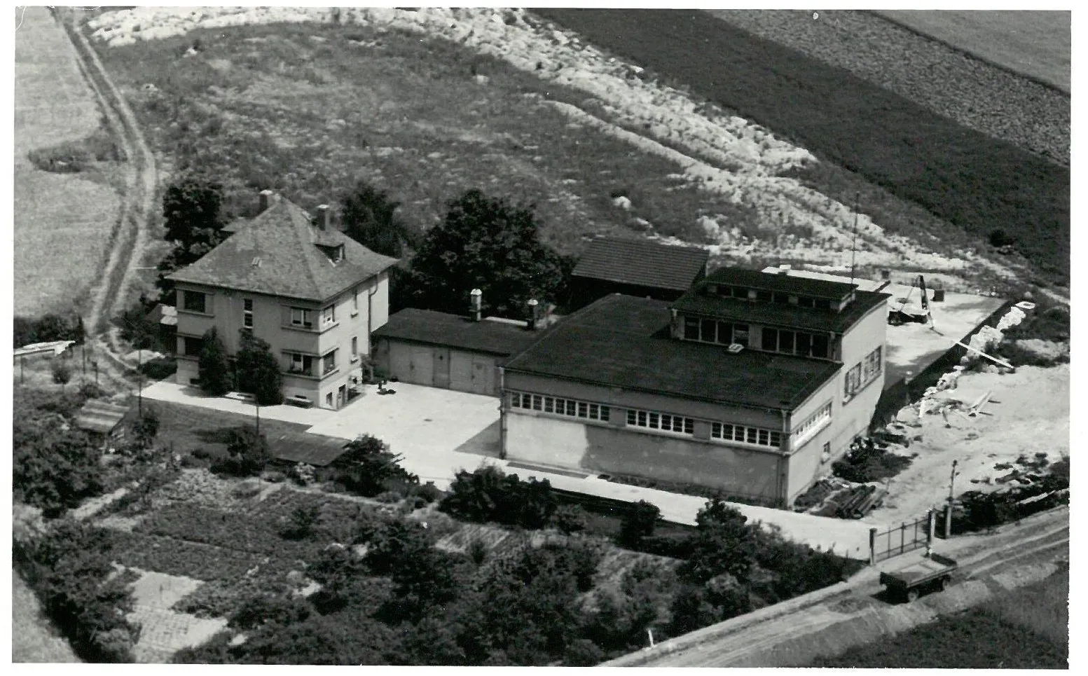 Alte Obenaufnahme des Wasserwerks Gerauer Land