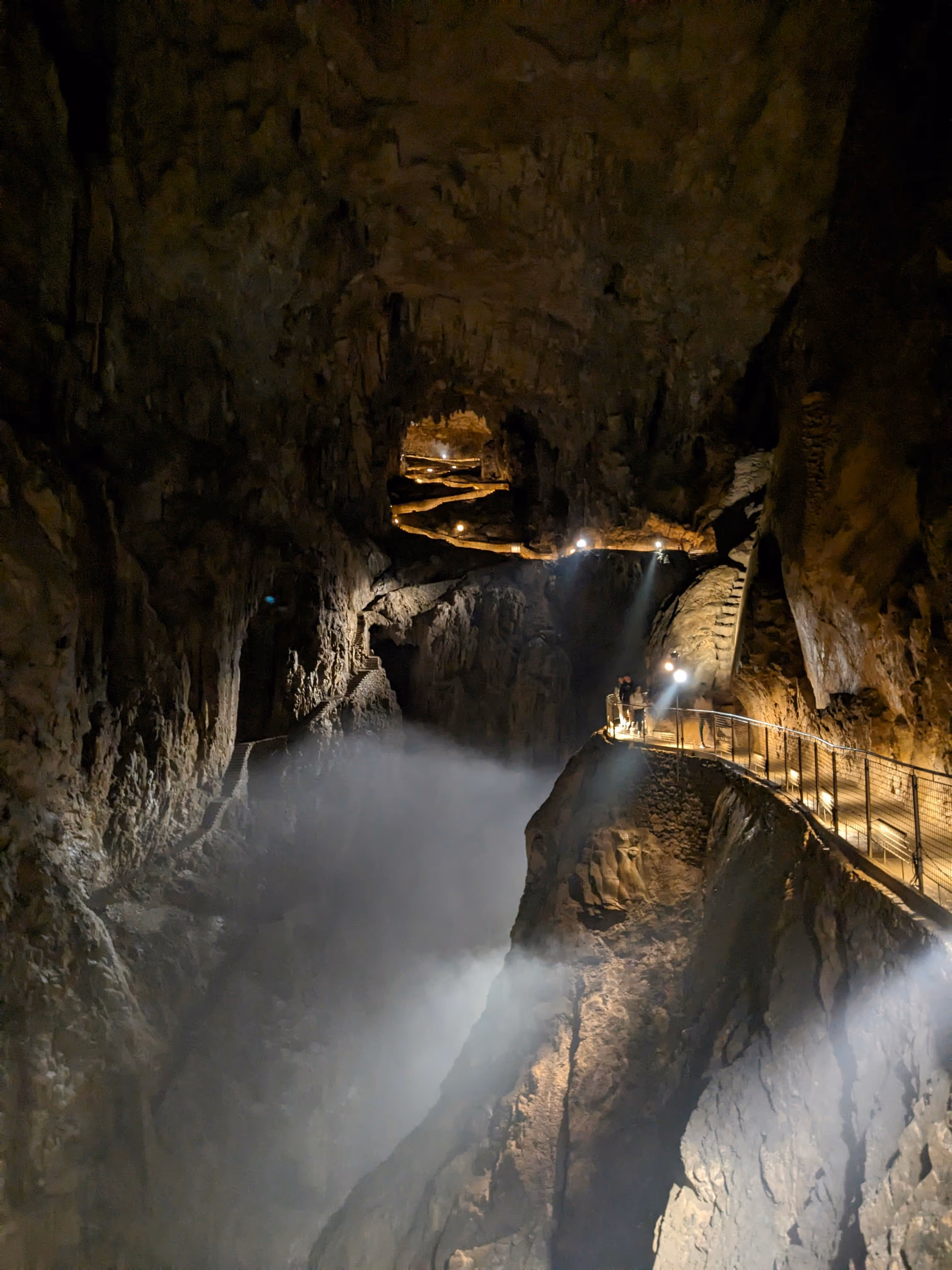 Walkway inside a large cave